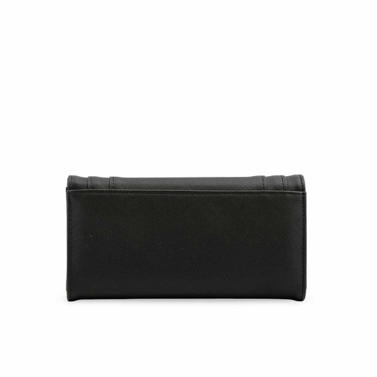 Black PU Leather Women Tri-Fold Wallet with Multiple Card Slots