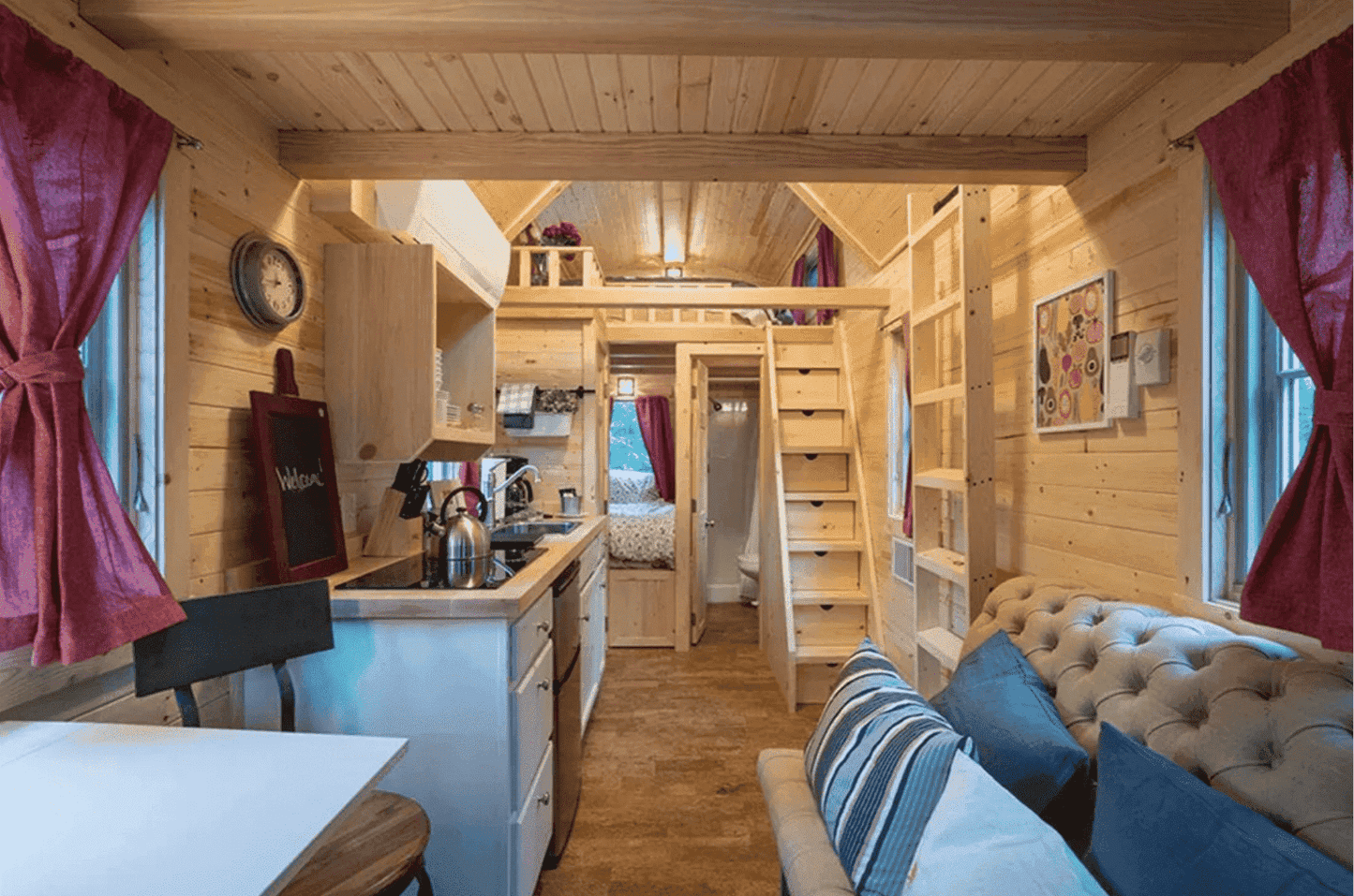 FVX-765 Tiny Mobile Home On Wheels With Bedroom, Bathroom & Kitchen (171 sq ft)