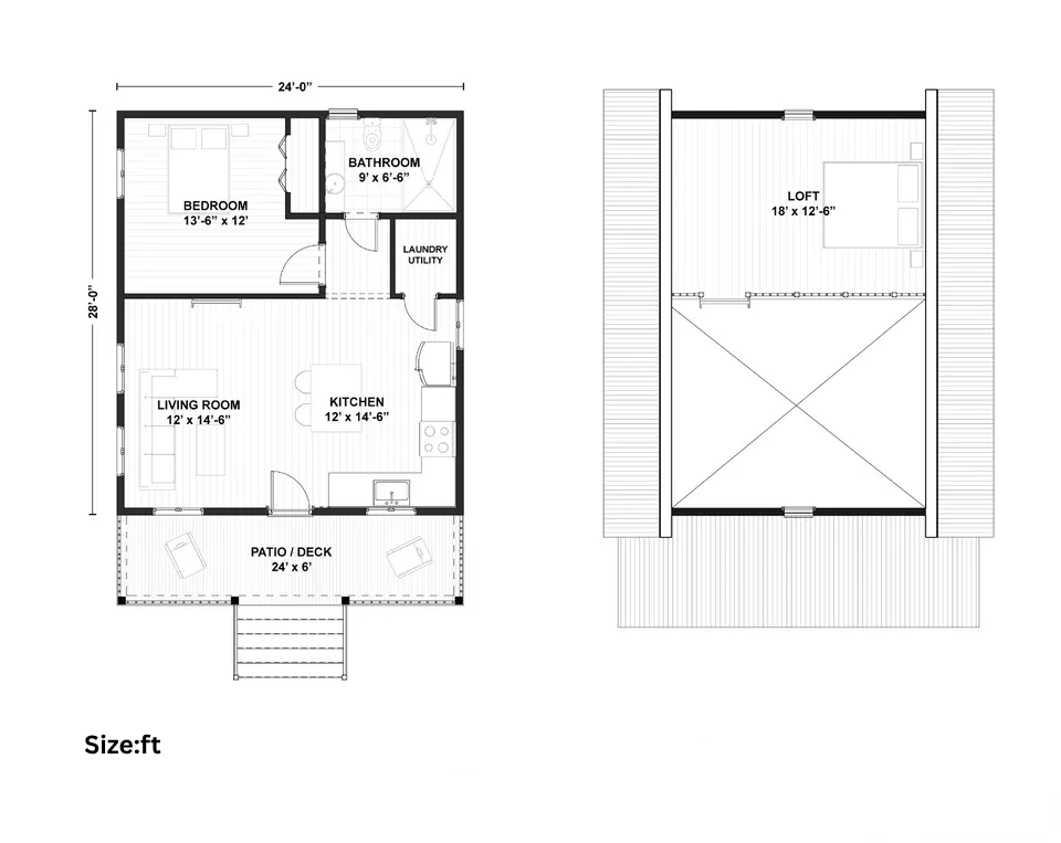 KLA-095 Kit Home With Bedroom, Bathroom & Kitchen (816 sq ft)