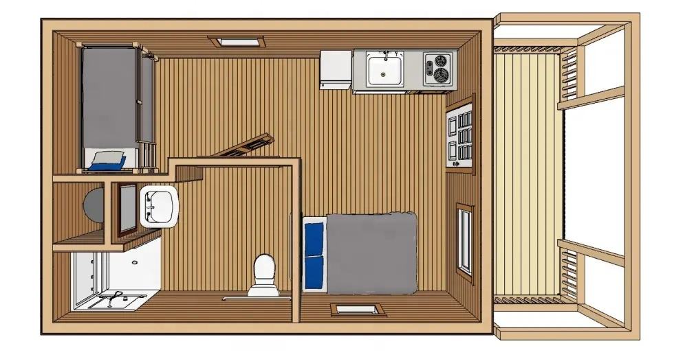 FUA-701 Tiny Wooden Home Kit (364 sq ft)