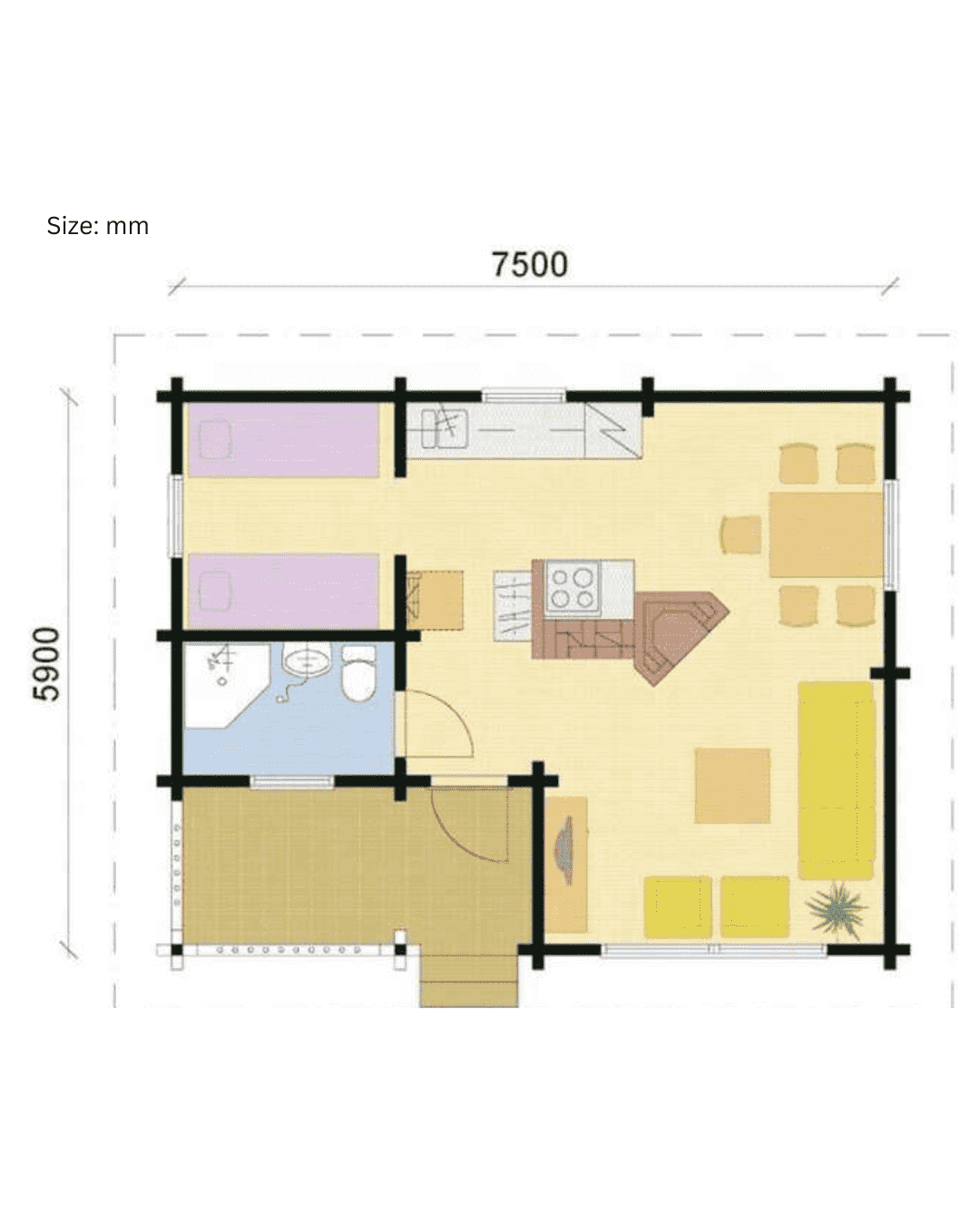 TSD-976 Kit Home With Bedroom, Bathroom & Kitchen (477 sq ft)
