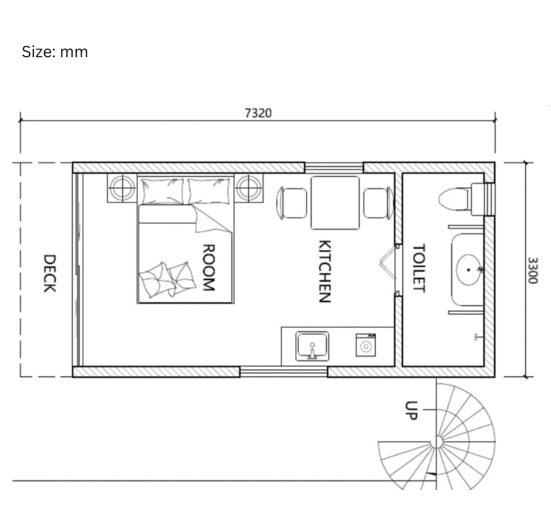 TS510 Tiny House For Backyard With Bathroom (260sqft)