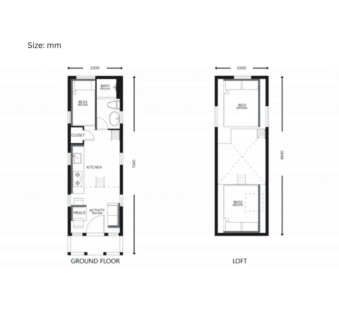 FVX-765 Tiny Mobile Home On Wheels With Bedroom, Bathroom & Kitchen (171 sq ft)