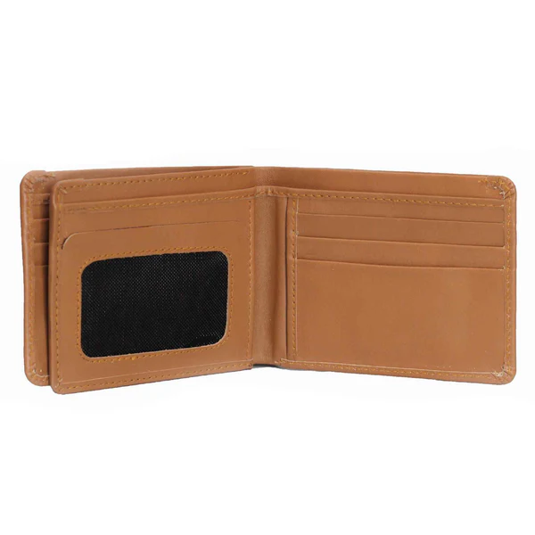 Men Tan PU Leather Bifold Wallet