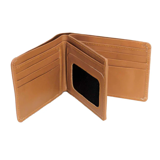 Men Tan PU Leather Bifold Wallet