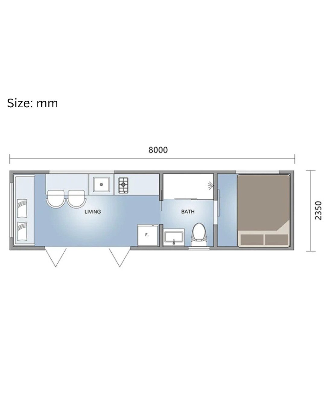 SDP-040 Pre Built Tiny Home With Bedroom, Bathroom & Kitchen (203 Sq Ft)