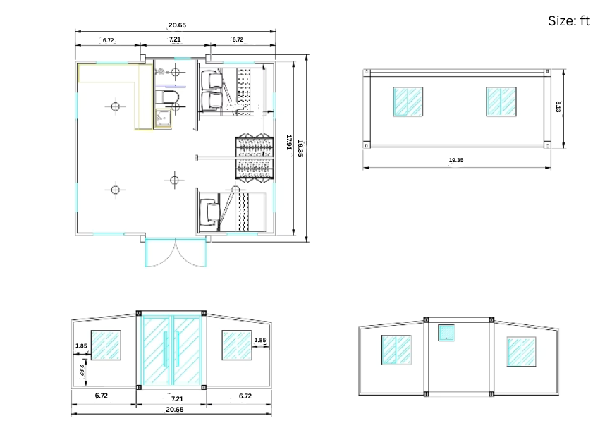A30 Eco Prefab Home With 2 Bedrooms, Kitchen & Bathroom (400sqft)